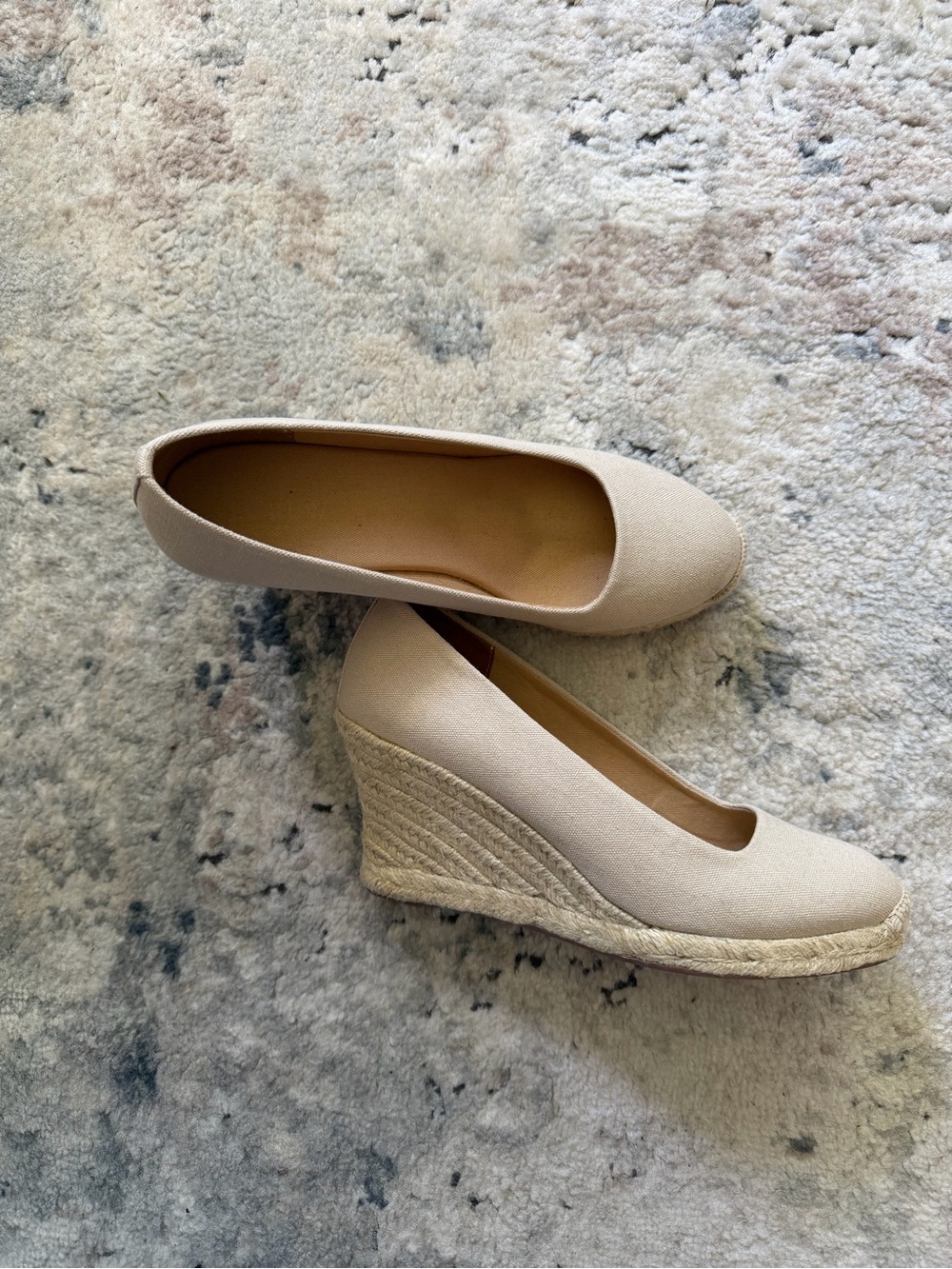 J. Crew Beige Canvas Espadrille Wedge Pumps